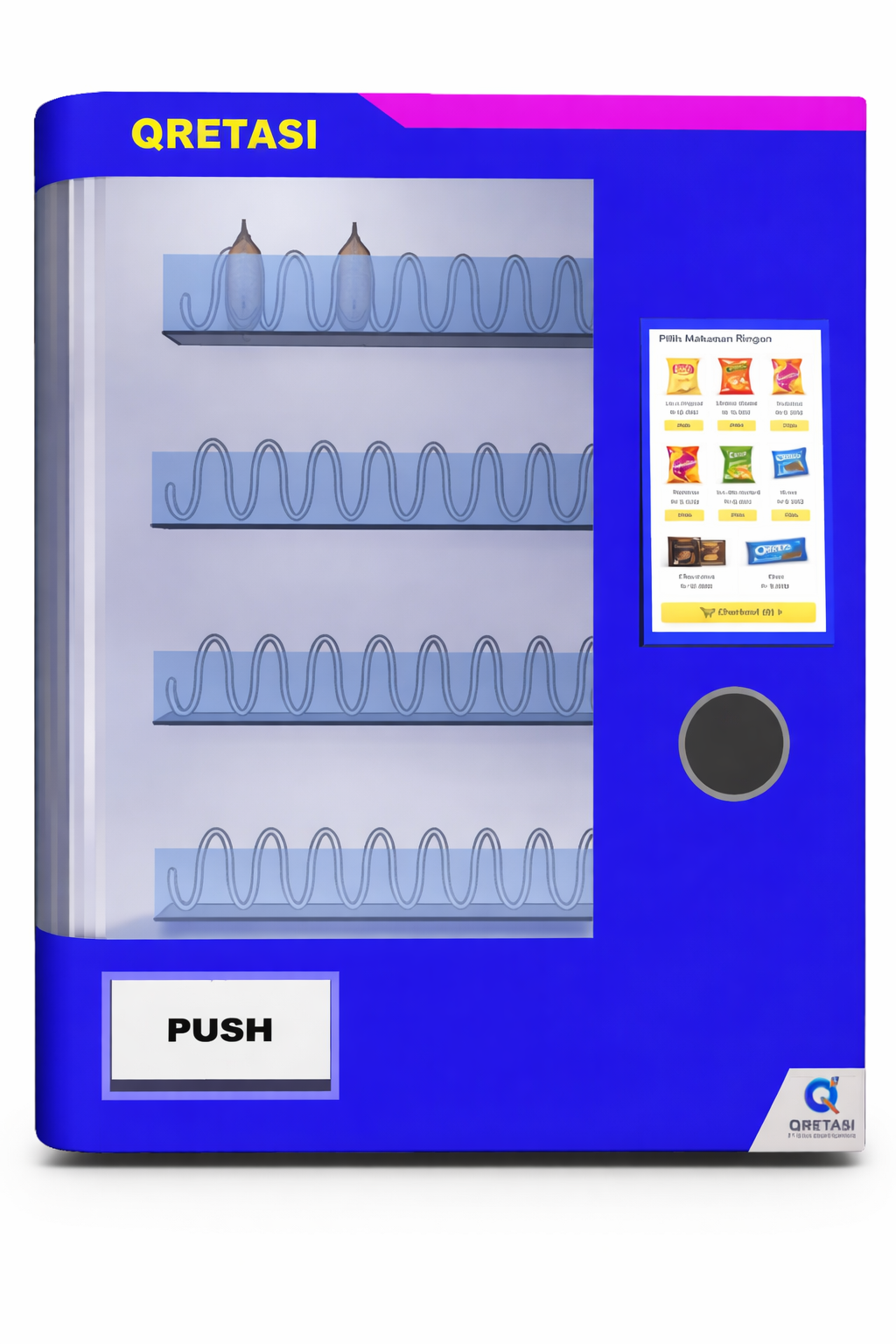 Prototipe vending machine QRETASI tampak depan