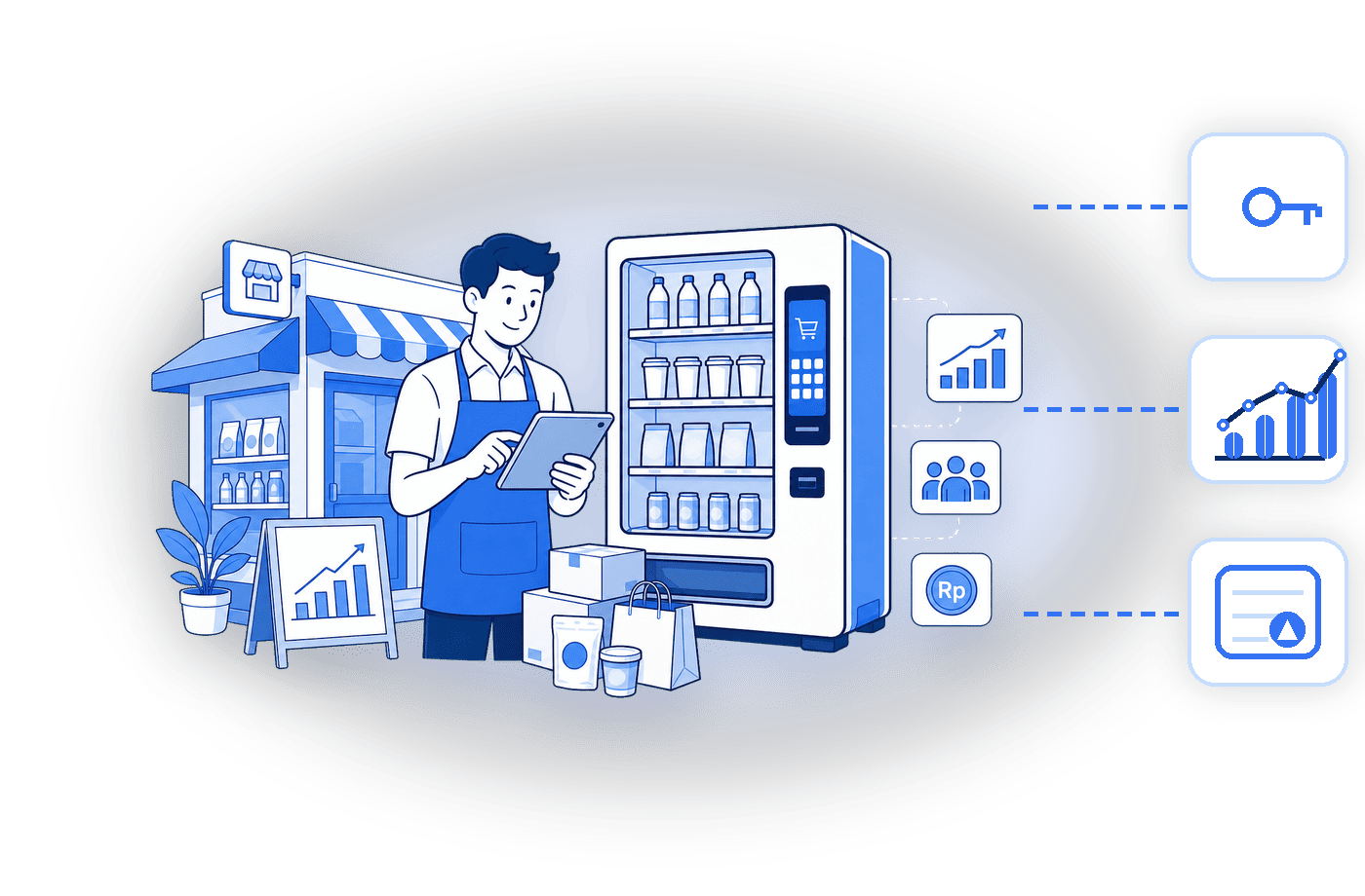 Visual bisnis vending machine QRETASI